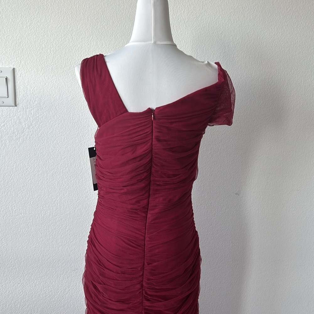JS Collections Red Asymmetrical Ruched Maxi Dress - Picture 6 of 8